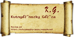 Kutnyánszky Géza névjegykártya