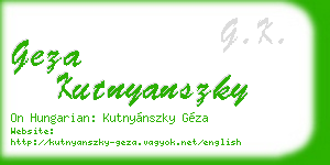 geza kutnyanszky business card